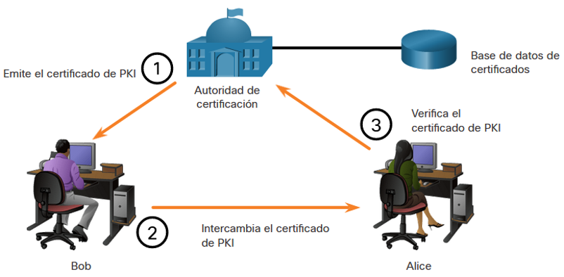 Interacción entre elementos de la PKI.